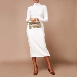 Miu Miu Gold Matelassé Leather Frame Clutch