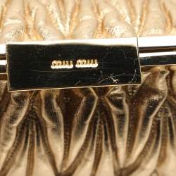 Miu Miu Gold Matelassé Leather Frame Clutch