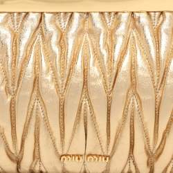 Miu Miu Gold Matelassé Leather Frame Clutch