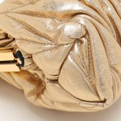Miu Miu Gold Matelassé Leather Frame Clutch