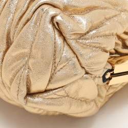 Miu Miu Gold Matelassé Leather Frame Clutch