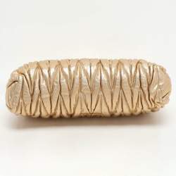Miu Miu Gold Matelassé Leather Frame Clutch