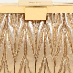 Miu Miu Gold Matelassé Leather Frame Clutch