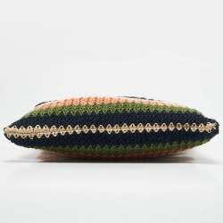 Miu Miu Multicolor Woven Raffia and Crochet Fabric Beach Tote
