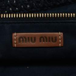Miu Miu Multicolor Woven Raffia and Crochet Fabric Beach Tote