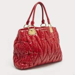 Miu Miu Red Matelasse Patent Leather Tote