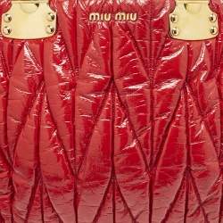 Miu Miu Red Matelasse Patent Leather Tote