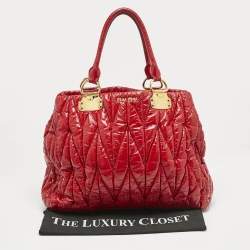Miu Miu Red Matelasse Patent Leather Tote