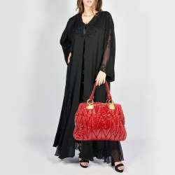 Miu Miu Red Matelasse Patent Leather Tote