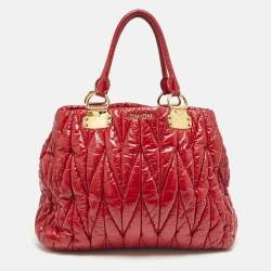 Miu Miu Red Matelasse Patent Leather Tote