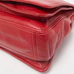 Miu Miu Red Pebbled Leather Flap Top Handle Bag