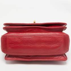 Miu Miu Red Pebbled Leather Flap Top Handle Bag