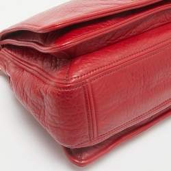 Miu Miu Red Pebbled Leather Flap Top Handle Bag