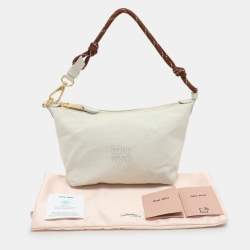 Miu Miu Chalk White Gabardine Fabric Pouch Bag
