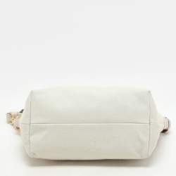 Miu Miu Chalk White Gabardine Fabric Pouch Bag