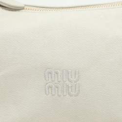 Miu Miu Chalk White Gabardine Fabric Pouch Bag