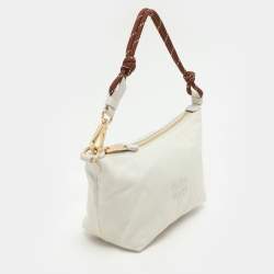 Miu Miu Chalk White Gabardine Fabric Pouch Bag