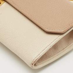 Miu Miu Two Tone Beige Leather Pushlock Flap Wallet on Chain