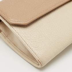 Miu Miu Two Tone Beige Leather Pushlock Flap Wallet on Chain