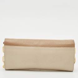 Miu Miu Two Tone Beige Leather Pushlock Flap Wallet on Chain