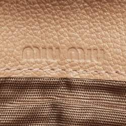 Miu Miu Two Tone Beige Leather Pushlock Flap Wallet on Chain