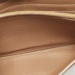 Miu Miu Two Tone Beige Leather Pushlock Flap Wallet on Chain