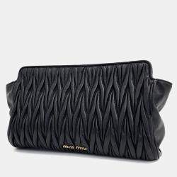 Miu Miu Black Leather Matrasse Clutch and Shoulder Bag