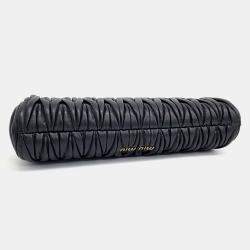 Miu Miu Black Leather Matrasse Clutch and Shoulder Bag