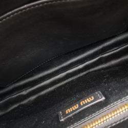 Miu Miu Black Leather Matrasse Clutch and Shoulder Bag
