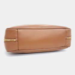 Miu Miu Brown Leather Embossed Logo Bowling Bag
