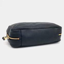 Miu Miu Black Leather Embossed Logo Bowling Bag