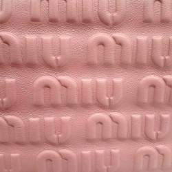 Miu Miu Pink Leather Embossed Logo Chain Bag
