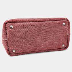 Miu Miu Red Fabric Denim Logo Tote and Shoulder Bag