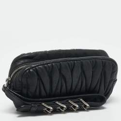 Miu Miu Grey Matelasse Leather Wristlet Clutch 