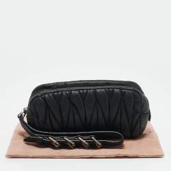 Miu Miu Grey Matelasse Leather Wristlet Clutch 