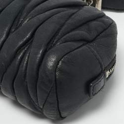 Miu Miu Grey Matelasse Leather Wristlet Clutch 