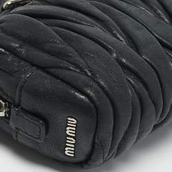 Miu Miu Grey Matelasse Leather Wristlet Clutch 