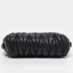 Miu Miu Grey Matelasse Leather Wristlet Clutch 