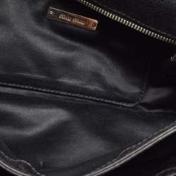 Pre Owned Miu Miu Black Matelassé Leather Flap Chain Clutch