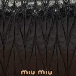 Pre Owned Miu Miu Black Matelassé Leather Flap Chain Clutch