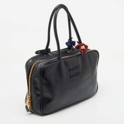 Miu Miu Black Leather Top Zip Beau Satchel