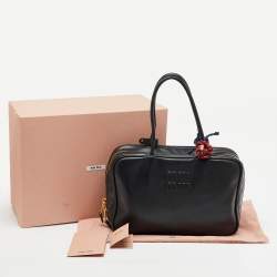 Miu Miu Black Leather Top Zip Beau Satchel