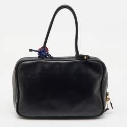 Miu Miu Black Leather Top Zip Beau Satchel
