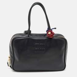 Miu Miu Black Leather Top Zip Beau Satchel