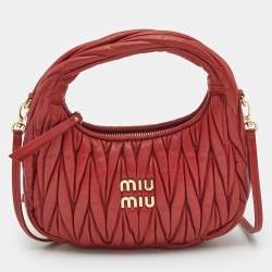 Miu Miu Red Matelassé Leather Wander Mini Hobo