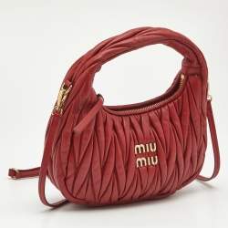 Miu Miu Red Matelassé Leather Wander Mini Hobo