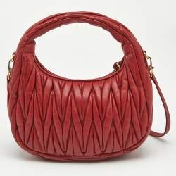 Miu Miu Red Matelassé Leather Wander Mini Hobo