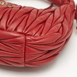 Miu Miu Red Matelassé Leather Wander Mini Hobo