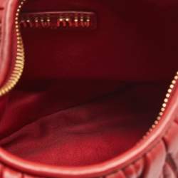 Miu Miu Red Matelassé Leather Wander Mini Hobo