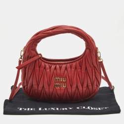 Miu Miu Red Matelassé Leather Wander Mini Hobo